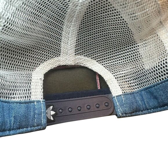 Adidas Snapback Foam Trucker Hat Cap Men's OSFM Blue Denim Look Y2K Hiphop - Picture 2 of 4